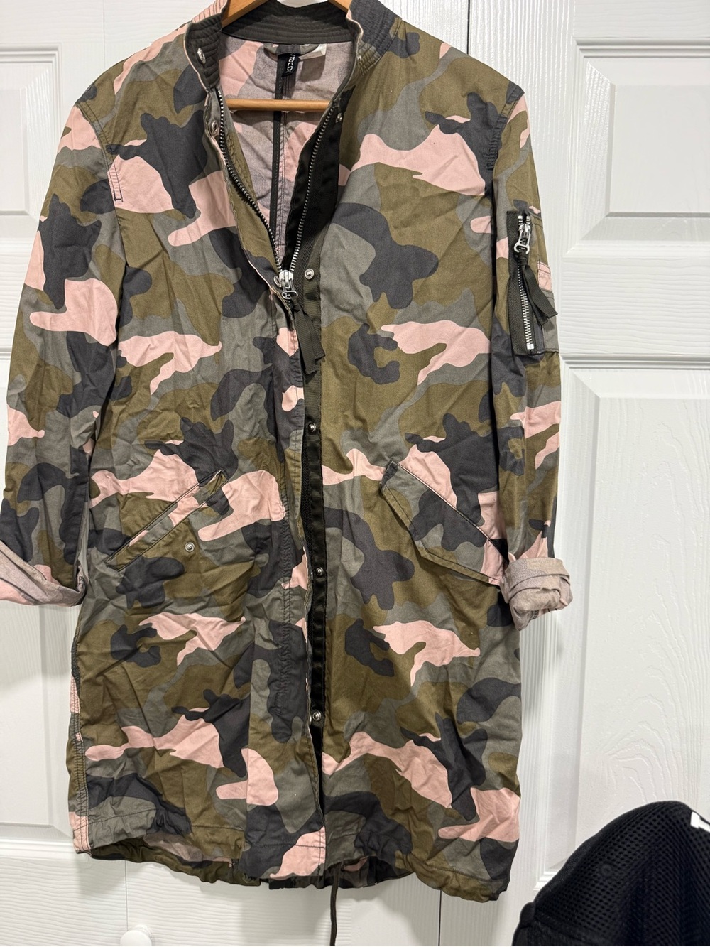 H&M Olive, Pink & Black Camouflage Utility Jacket